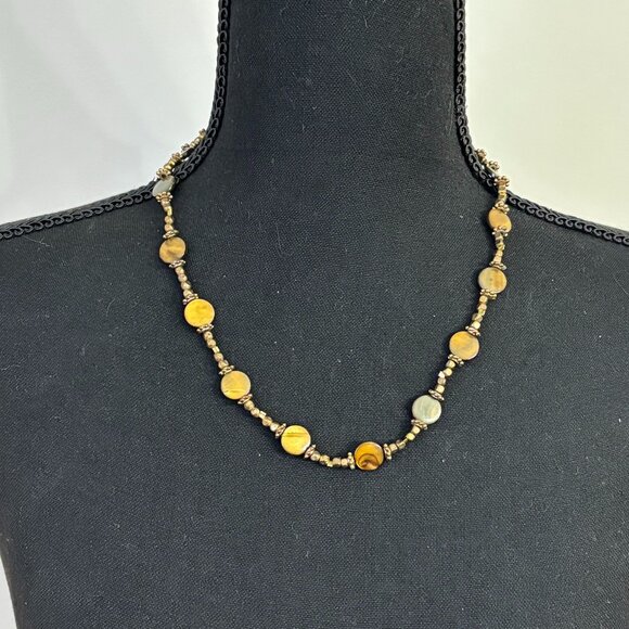 Bohemian Style Tiger Eye Abalone Necklace - Picture 3 of 4